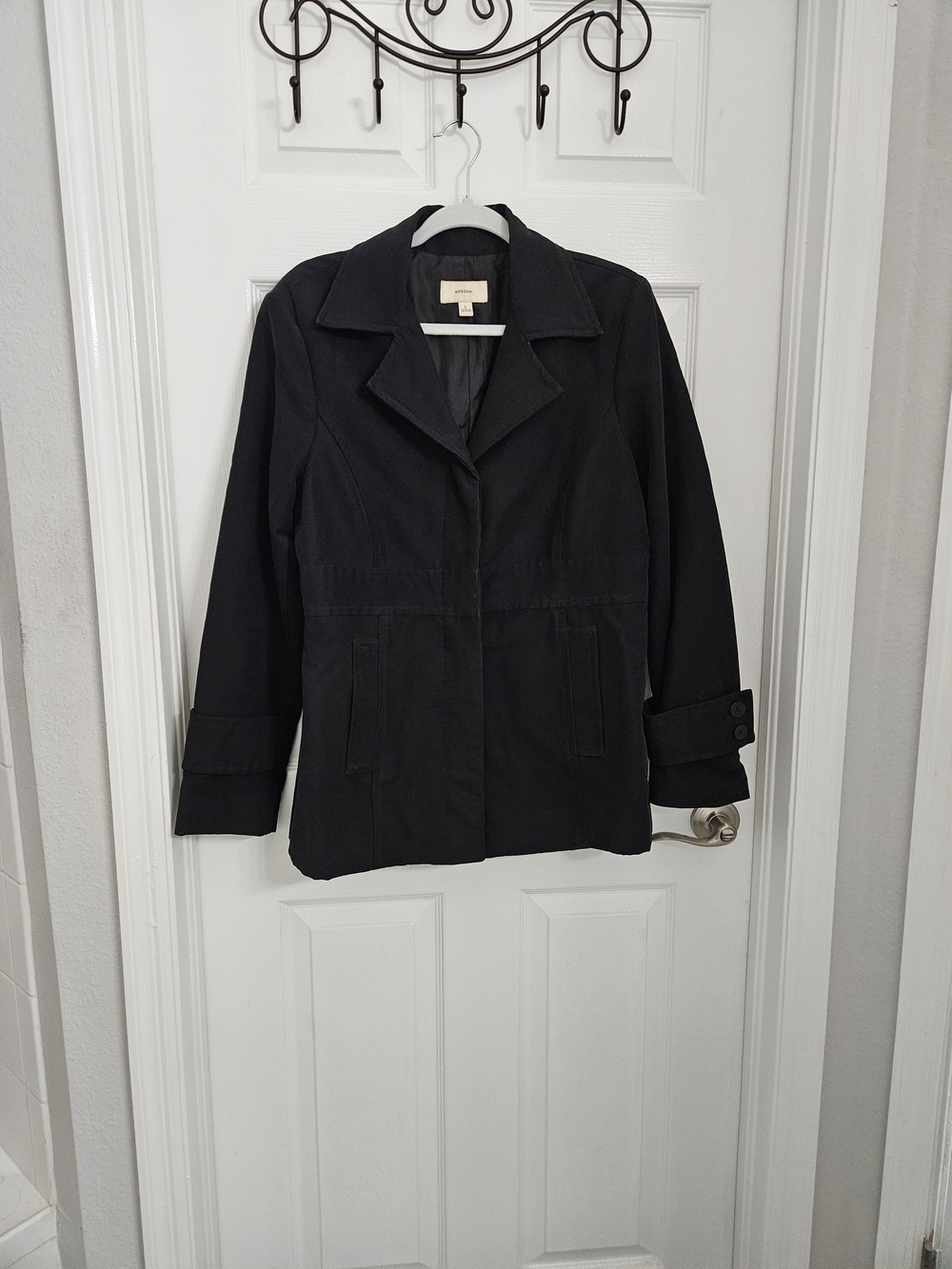 Merona Black Single-Breasted Trench Coat - Size Large Woman's - Picture 16 of 16